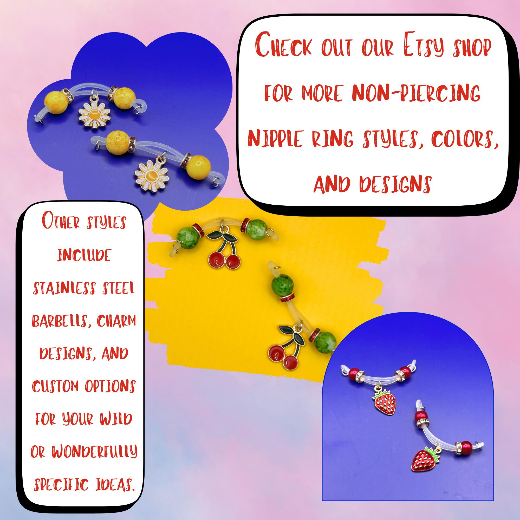 Additional view of Heart Charms Faux Nipple Rings