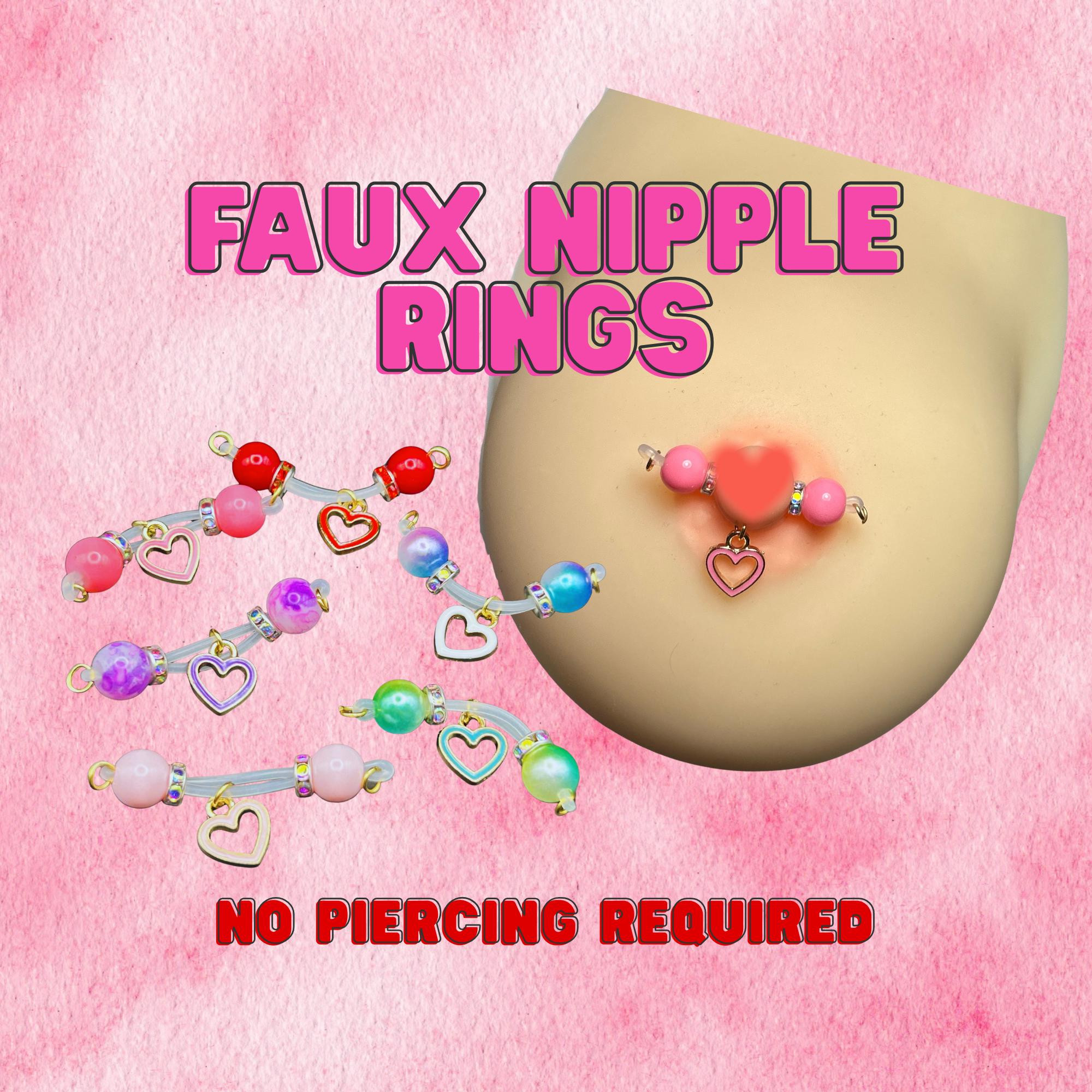 Heart Charms Faux Nipple Rings