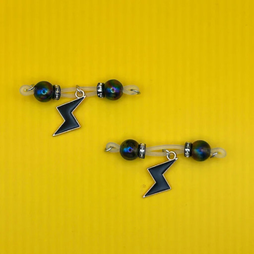 Faux Nipple Rings with Lightning Bolt Charms