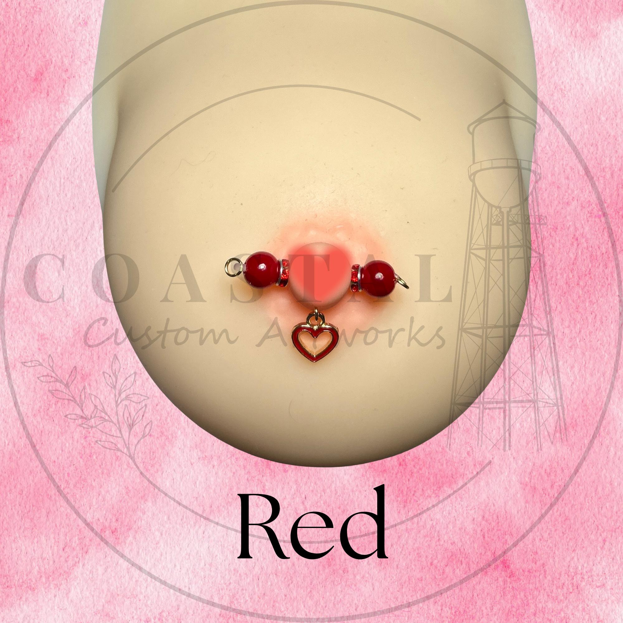 Additional view of Heart Charms Faux Nipple Rings