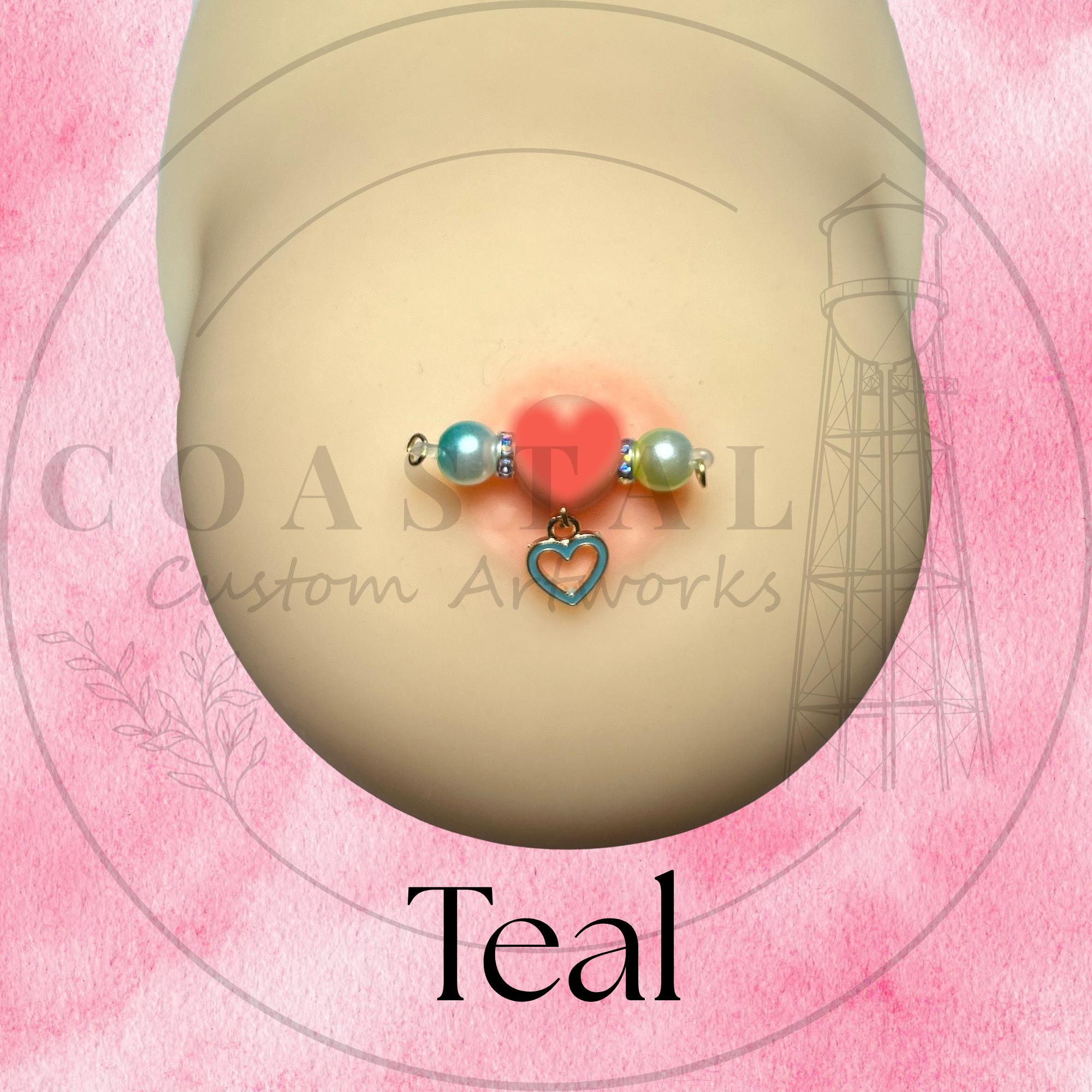 Additional view of Heart Charms Faux Nipple Rings