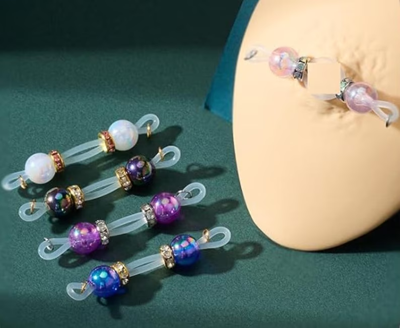 Pearl Color Fake Nipple Rings
