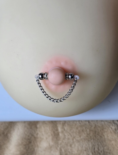 Fake Nipple Rings with Chains