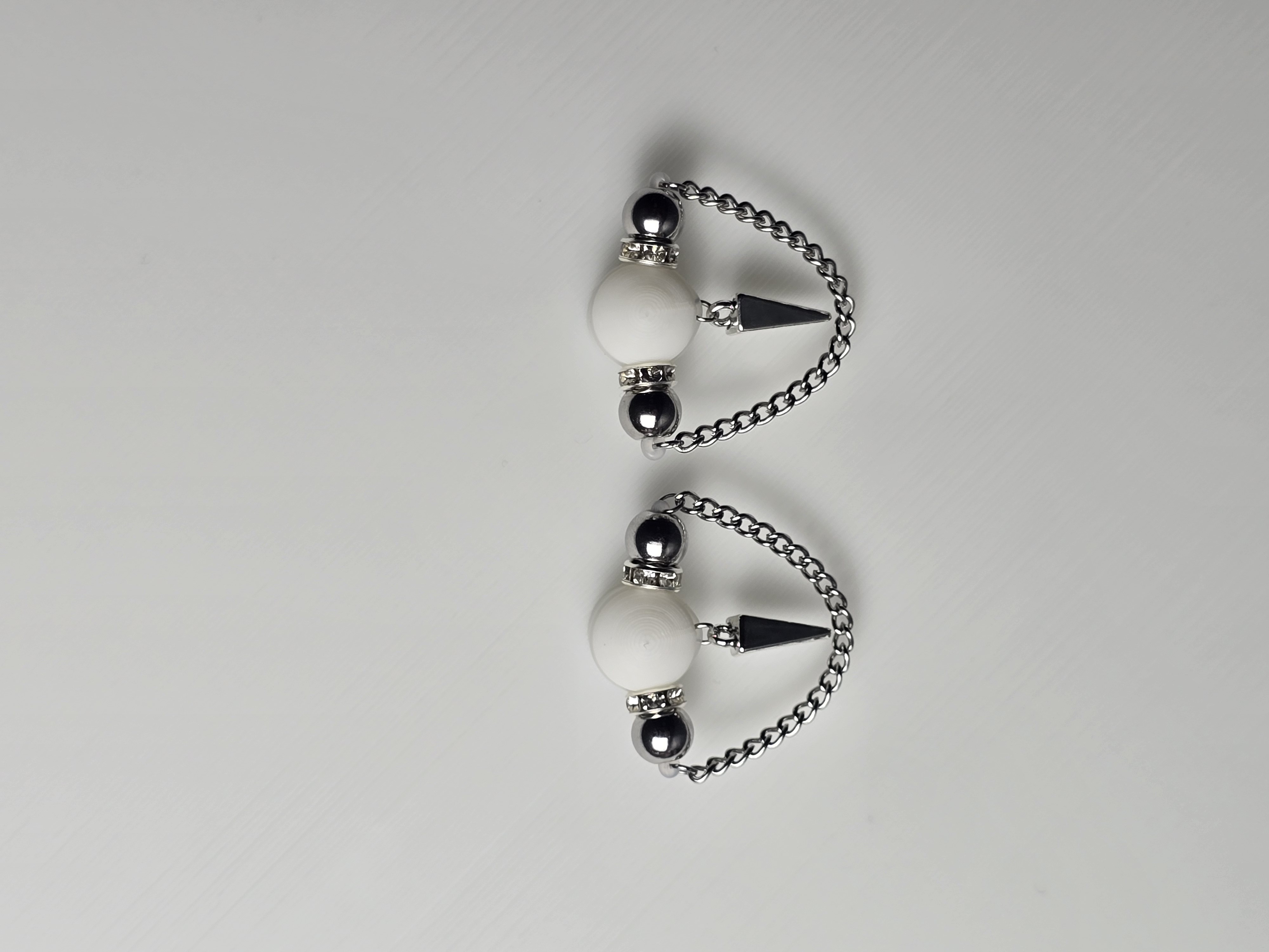 Additional view of Pair of Stainless Steel with Spike Pendants