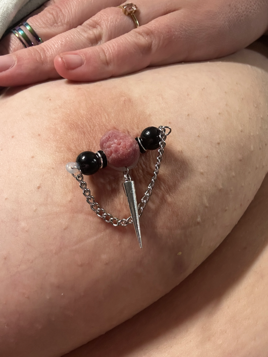 Additional view of Pair of Stainless Steel with Spike Pendants